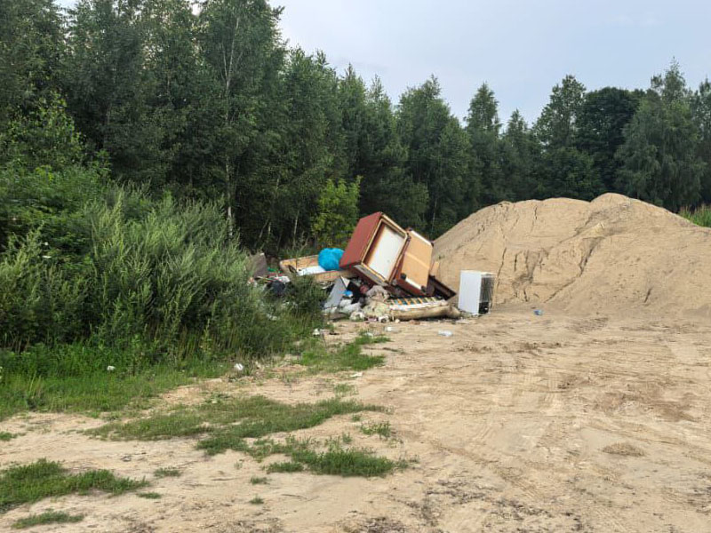 Обращение по вопросу образовавшейся стихийной свалки на съезде с дороги Р132 в деревню Мызги.